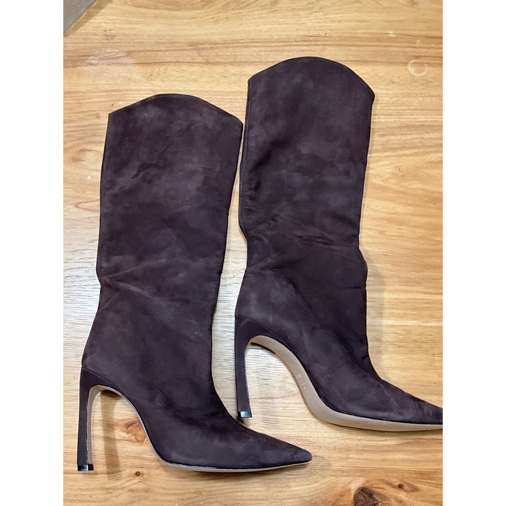 Schutz Womens Brown Suede Pointed Toe Stiletto Slouchy Tall Boots Size 11B